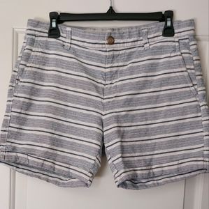 Gap Girlfriend 6" Shorts Size 8 Blue and White Horizontal Stripes
